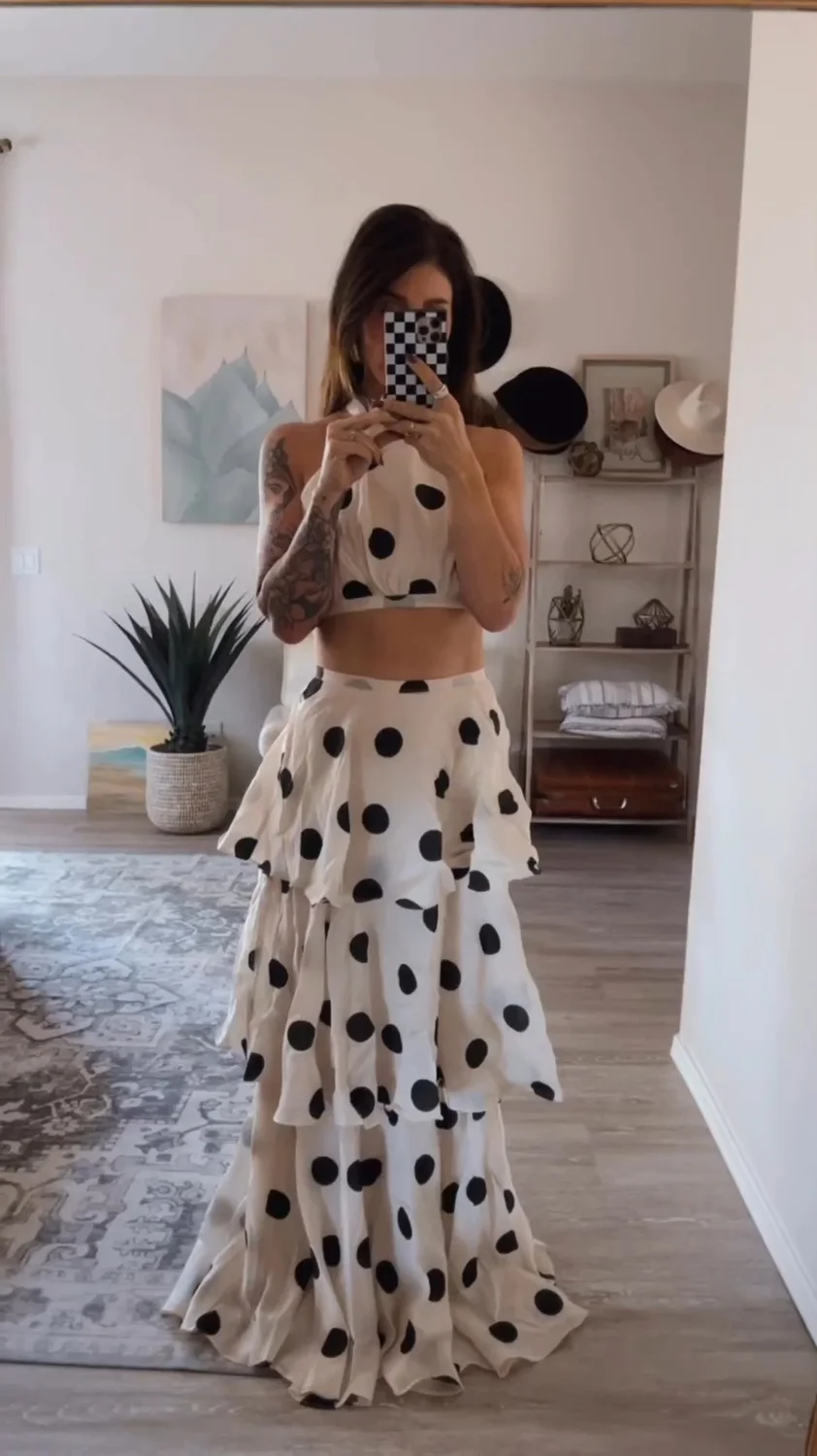 Elegant Polka Dot 2-Piece Dress Set for Stylish Women photo review