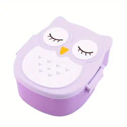 Charming Owl Design Portable Lunch Box - Perfect (PURPLE)