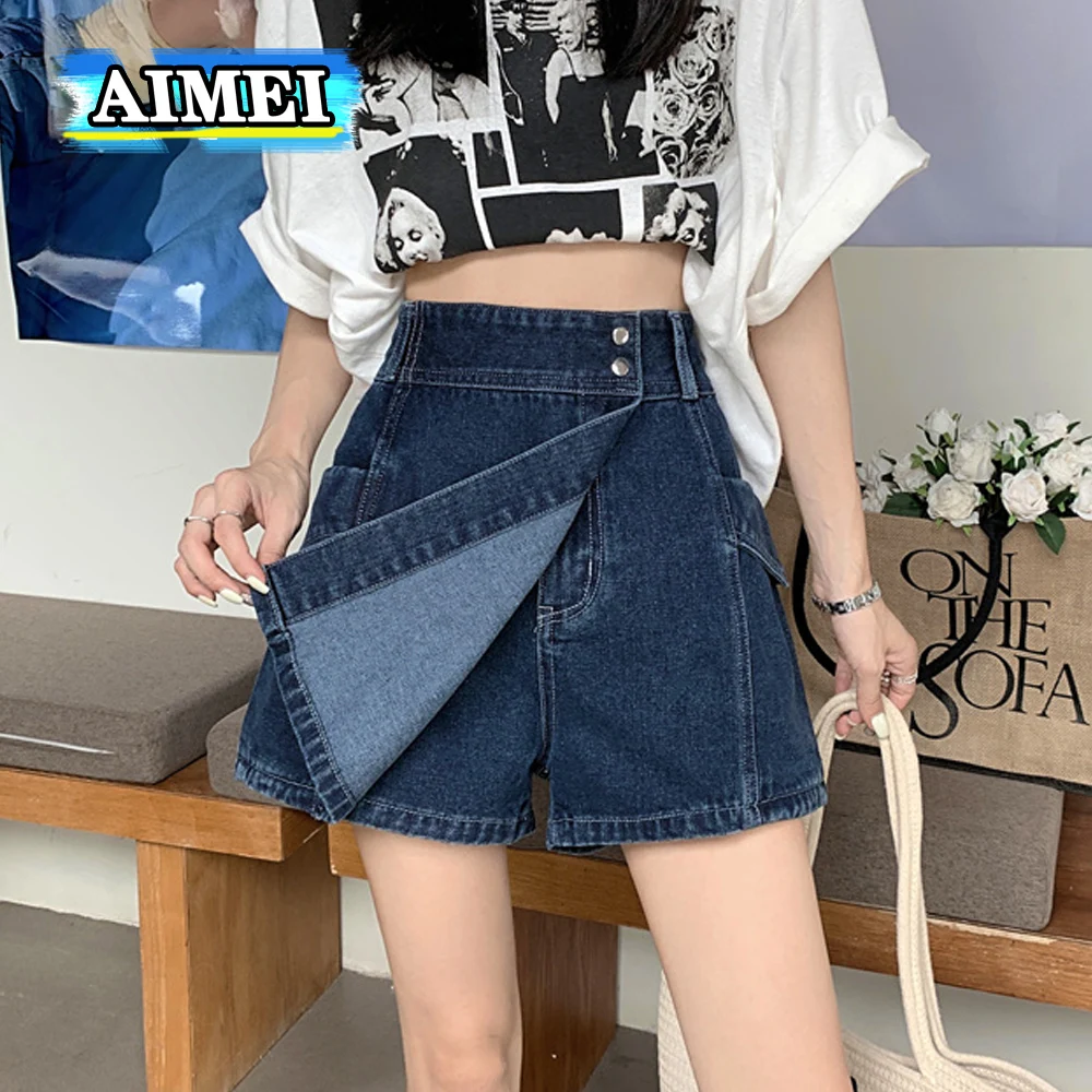 

Women's 5XL Y2K Vintage Denim Dress Oversized High Waist Mini A-line Denim Short Leisure Summer Skirt Pants Korean Style 2023