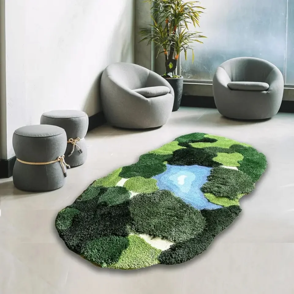 Plush Leaf Shaped 3D Moss Bathroom Rugs