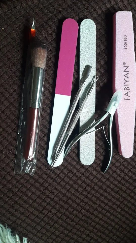 Manicure Set Cuticle Pusher Clippers Nail Art Files Buffer Sanding Tool Cleaning Brush Scissors Dead Skin Remover Dotting Pen photo review