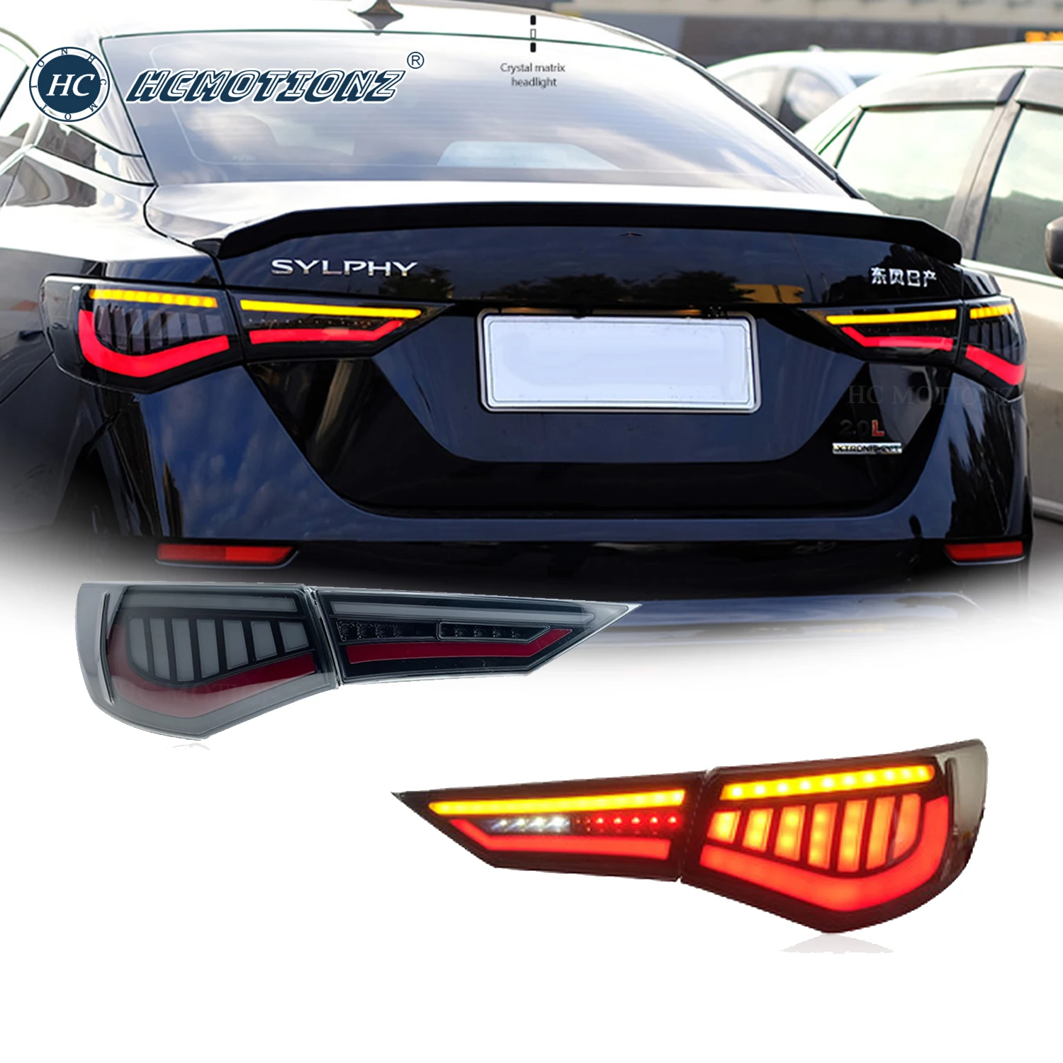 

HCMOTIONZ Tail Lights for Nissan Sylphy/Sentra/Pulsar 2019 2020 2021 2022 Car Back Lamps Assembly Start-up Animation Rear Lamps