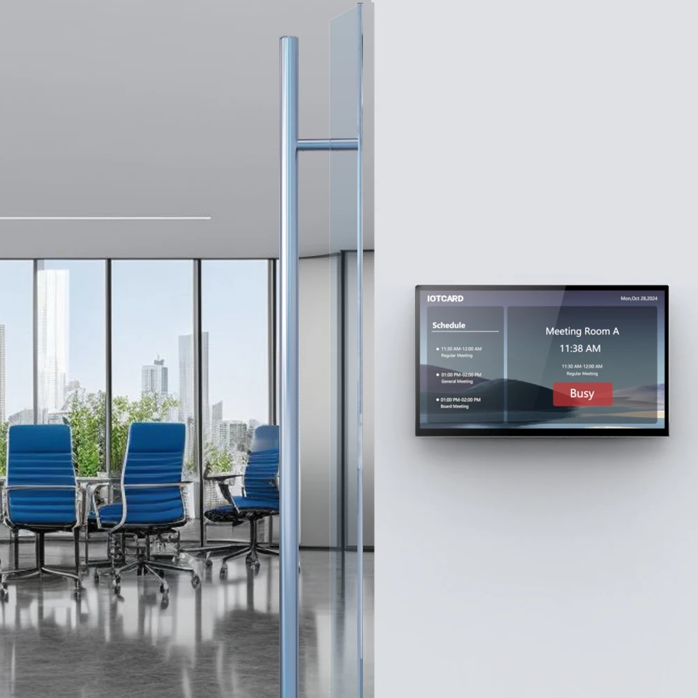 Meeting Scheduling Panel Meeting Schedular 14 inch Conference Booking System Tablet with LED Lights PoE Panel for Office