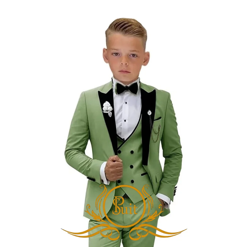 Boys Formal Dress Suit Kids 3 Pieces Slim Fit Blazer Vest Pants Set for Wedding Party