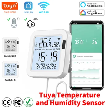 Tuya Temperature and Humidity Smart Sensor With Backlight for Smart Home var WiFi SmartLife Work with Alexa Google Assistant 1