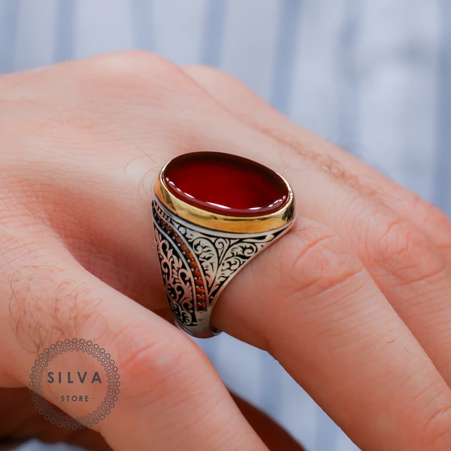 Chaitanya Xpot Certified Red Yamini Hakik Ring 11.25 Ratti Natural  Adjustable Ring Agate Red Sulemani Rakt