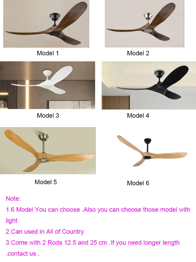 60 70 Inch Large Ceiling Fan Only Remote Control DC Motor Reverse Wood Blades Fans Lighting High Quanlity Design Wooden Fans 6