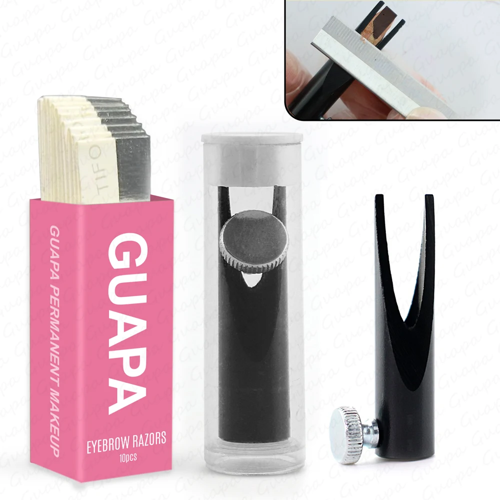 Metal-Eyebrow-Pencil-Shaper-Kit-with-10-Razor-Blade-Microblading ...