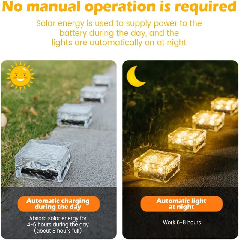 Description Picture 5 of itemSolar Brick Ice Cube Light Outdoor Garden Lights LED Sunlight  Waterproof Path Stair Step Solar Lamp Decor Lighting