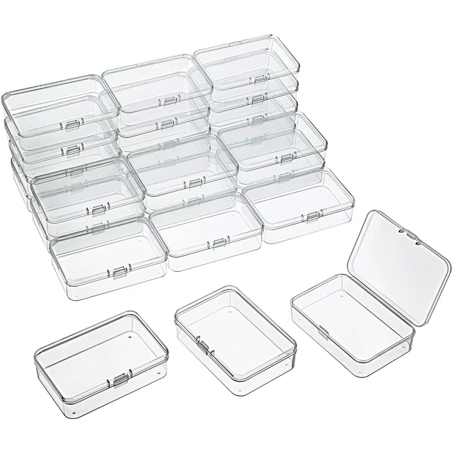 16 Packs Small Clear Plastic Beads Storage Containers Box with