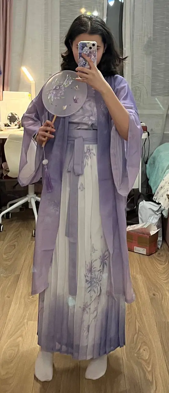 【 青竹 】Wei Jin Style Hanfu Cross Neck Straight Train Big Sleeve Shirt Ancient Style Suit photo review