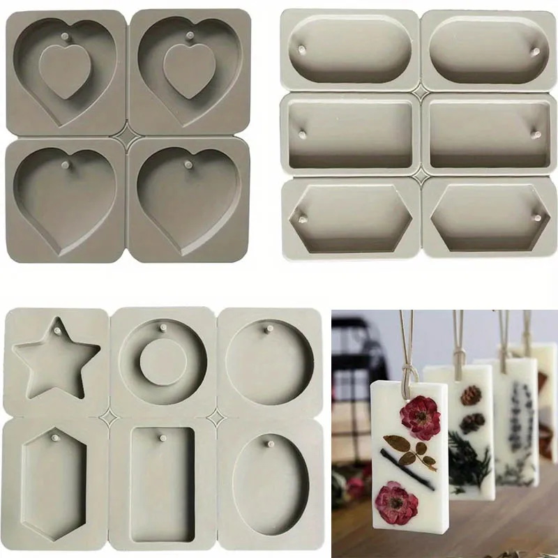 1PC DIY Silicone Clay Aromatherapy Tablets Molds Crafts Hanging Ornaments Wax Molds Flower Soap Mold Craft Accessories