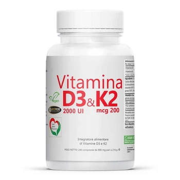 Hyper Integratore Vitamina D3 K2 240 Compresse - per Benessere di Denti, Articolazioni, Ossa e Sistema Immunitario - Integratore Vitamine D eK2 La Vitamina D3 regola il calcio per ossa e denti sani, supportando il sistema immunitario.  Prodotto in Italia.