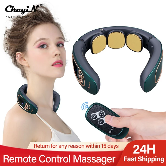 Remote Control 3d Pulse Neck Massager Hot Compress Cervical