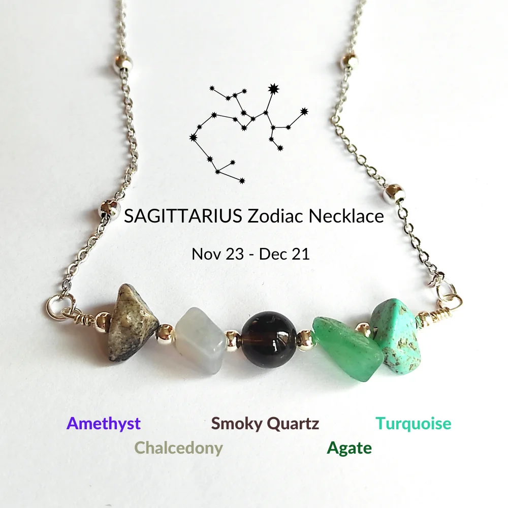 

Summer Fashion Sagittarius Zodiac Necklaces Stainless Steel for Women Made of Natural Stones Gift for Girlfriend