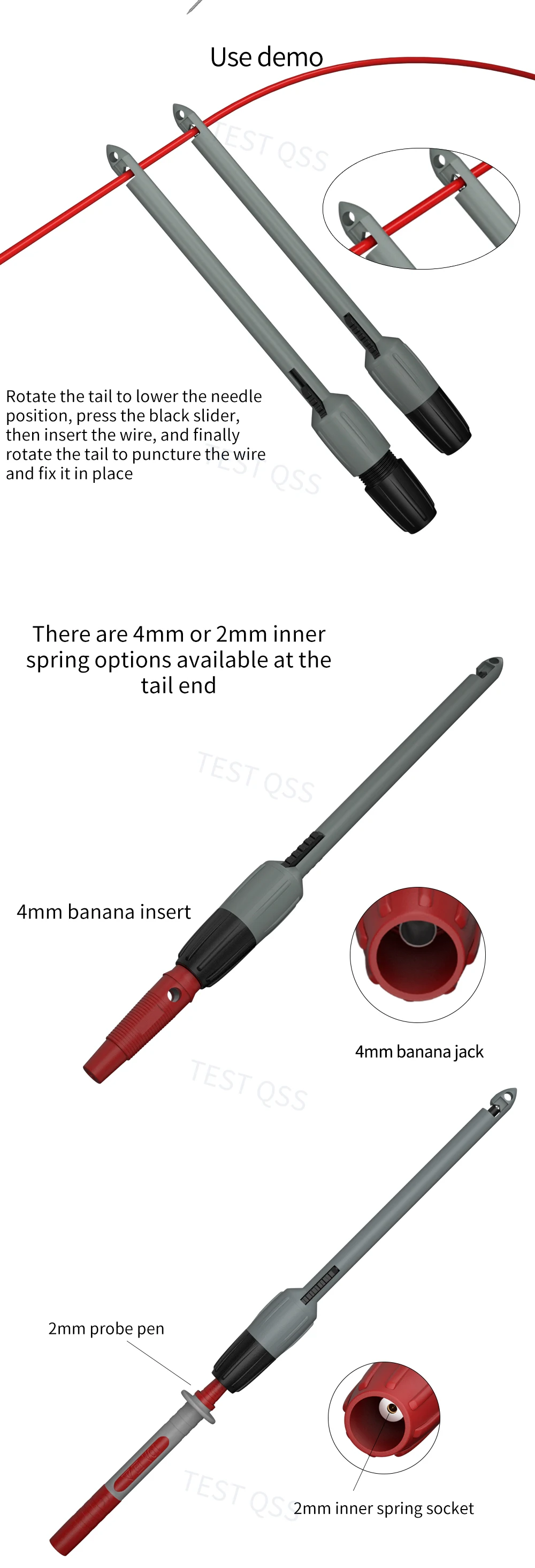 QSS 2PCS Heavy Duty Wire Piercing Probe Isolierung Piercing Clip Set Elektrowerkzeuge – Detail 3