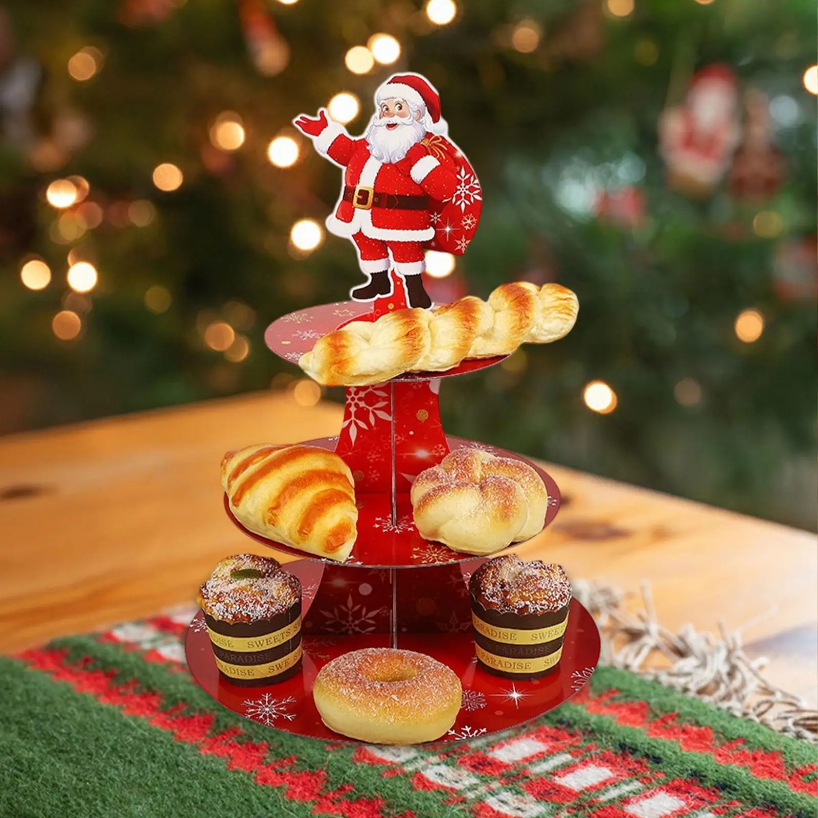 3-stufiger Karneval-Cupcake-Ständer, rot gestreift, für Kuchen, Süßigkeiten, Desserts, Restaurant, Küchen, Urlaub, Partyzubehör, Festival-Dekoration – Detail 7