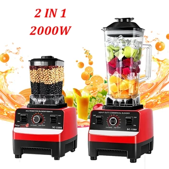 Frullatore elettrico 2 in 1 2000W frullatore commerciale ad alta potenza per impieghi gravosi robot da cucina frullati di ghiaccio miscelatore fisso da cucina 1