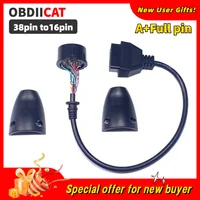A+++ Quality Full PIN 38 Pin to 16 Pin OBD2 OBDII 38pin Diagnostic Adapter Connector Cable 1