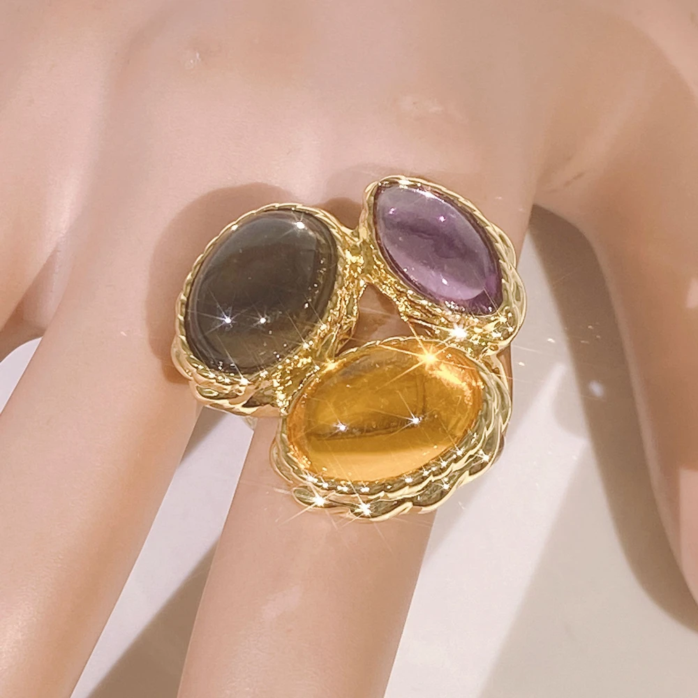 Yulaili триколор нежное кольцо 18K позолоченное кольцо для вечеринки женское кольцо Высокое качество