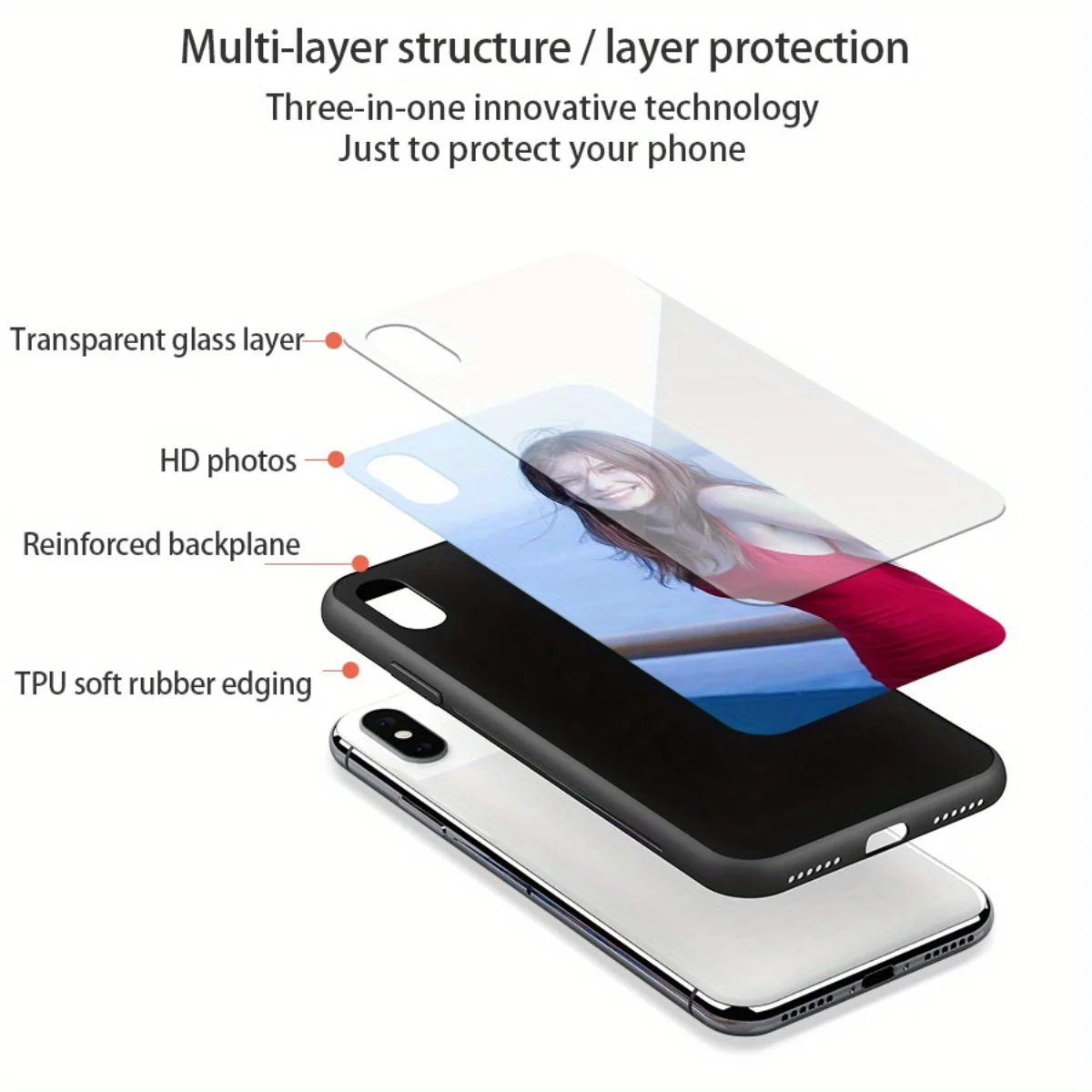 Personalized Mirror Glass Phone Case with Custom Photo and Unique Bumper Design