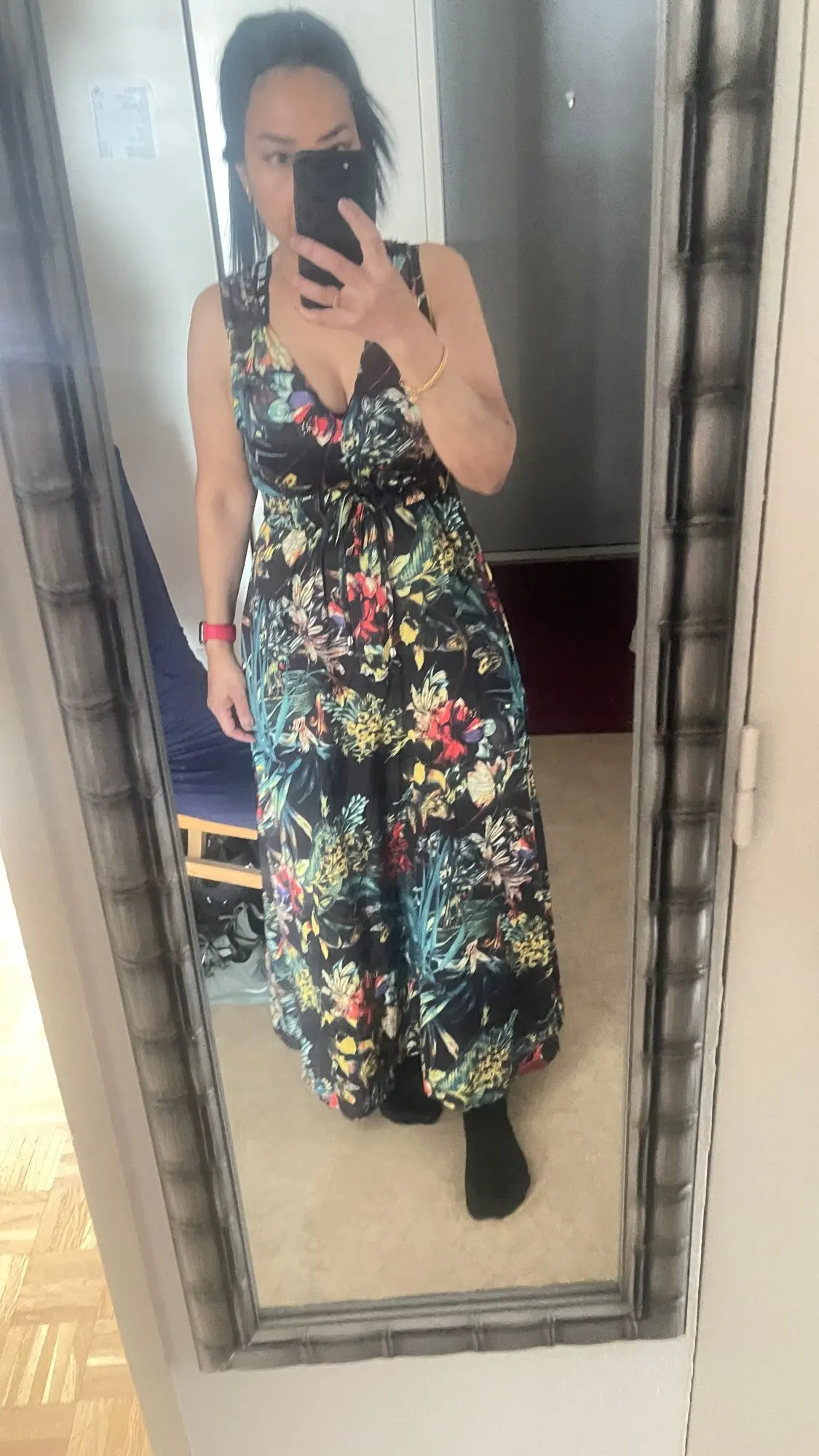 Women's Chiffon Floral Maxi Dress - French Style Bohemian Beach Dress photo review