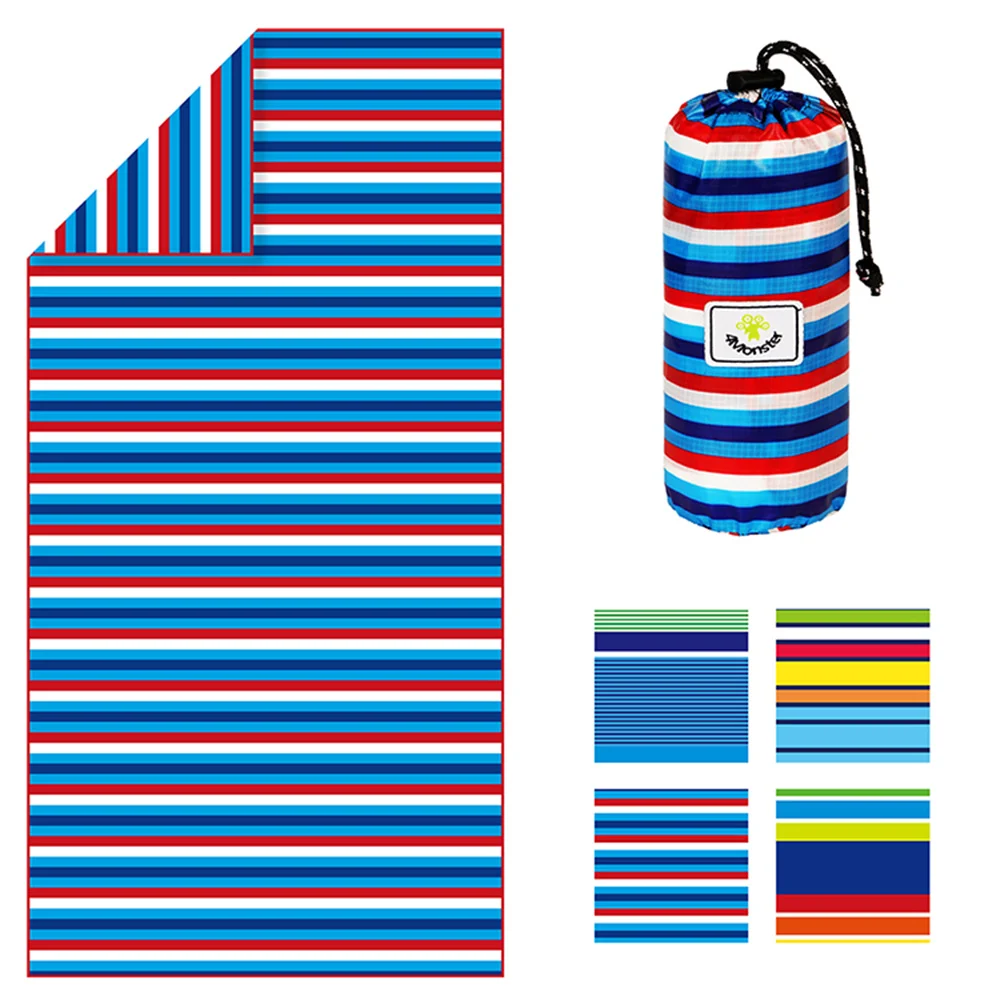 Microfiber Beach Accessories Quick Dry Beach Towel Sand Free Rainbow , Multi-Color Stripe