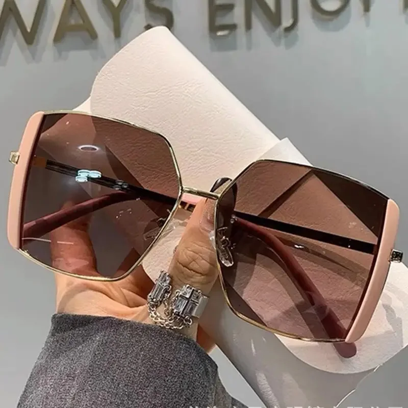 Vbpbsql Oversized Trimmed Shades Sunglasses, Trendy Retro Square Sun Glasses For Women