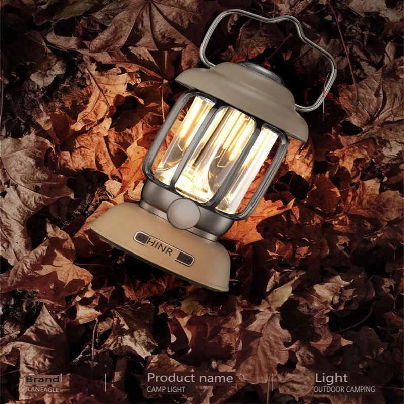 Rechargeable Camping Lantern Aluminum Alloy Vintage Pendant Light Waterproof Stepless Dimming Outdoor Adventure picnic Home