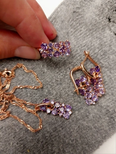 Crystal Flower Pendant Necklace Set main image 0