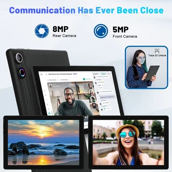 BESTSKI 10.1 Inch Android 14 Tablet, Octa-core 10GB RAM 64GB ROM(Expand to 1TB), 5MP+8MP Dual Cameras, Face ID, WiFi 6,Black 2