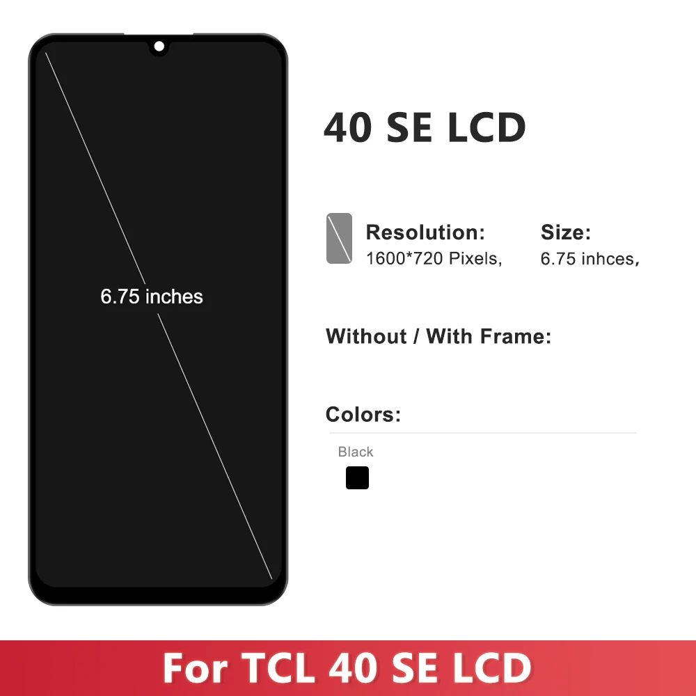 6.75 LCD Display with Touch Screen Digitizer Full Assembly Replacement