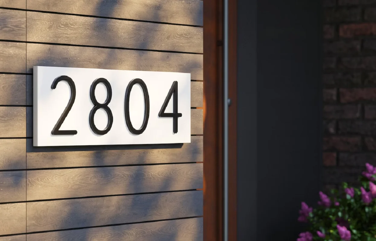Custom Modern House Number Sign Matte Acrylic Address Digit Sign Outdoor Waterproof Plaques Large Vertical & Horizonta Door house number signs door signs house numbers house wall plaques number plate