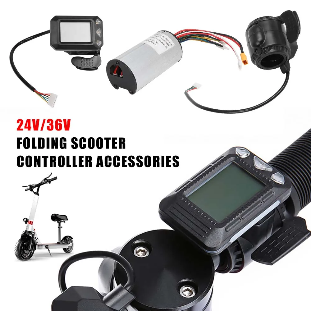 24v/36v dobrável scooter controlador acessórios de fibra carbono scooter controlador display lcd acelerador freio conjunto acelerador