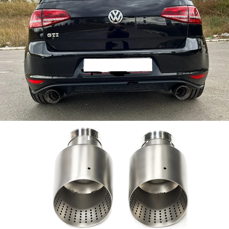 Car Exhaust Tail Pipe 1 Pcs Stainless Steel Car Exhaust Tip System Pipe Universal Exhaust Tip For VW GTI MK7 Golf7 Nozzle 60MM 63mm Muffler