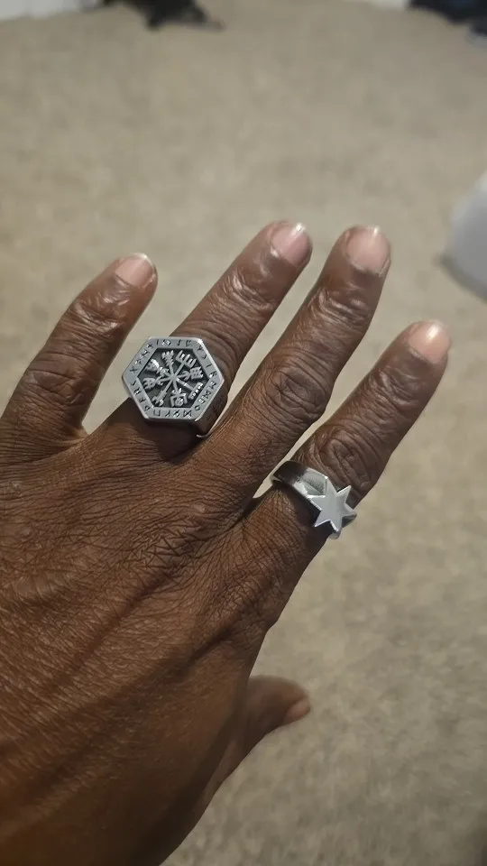 Anel viking de aço inoxidável modelo vintage nórdico photo review