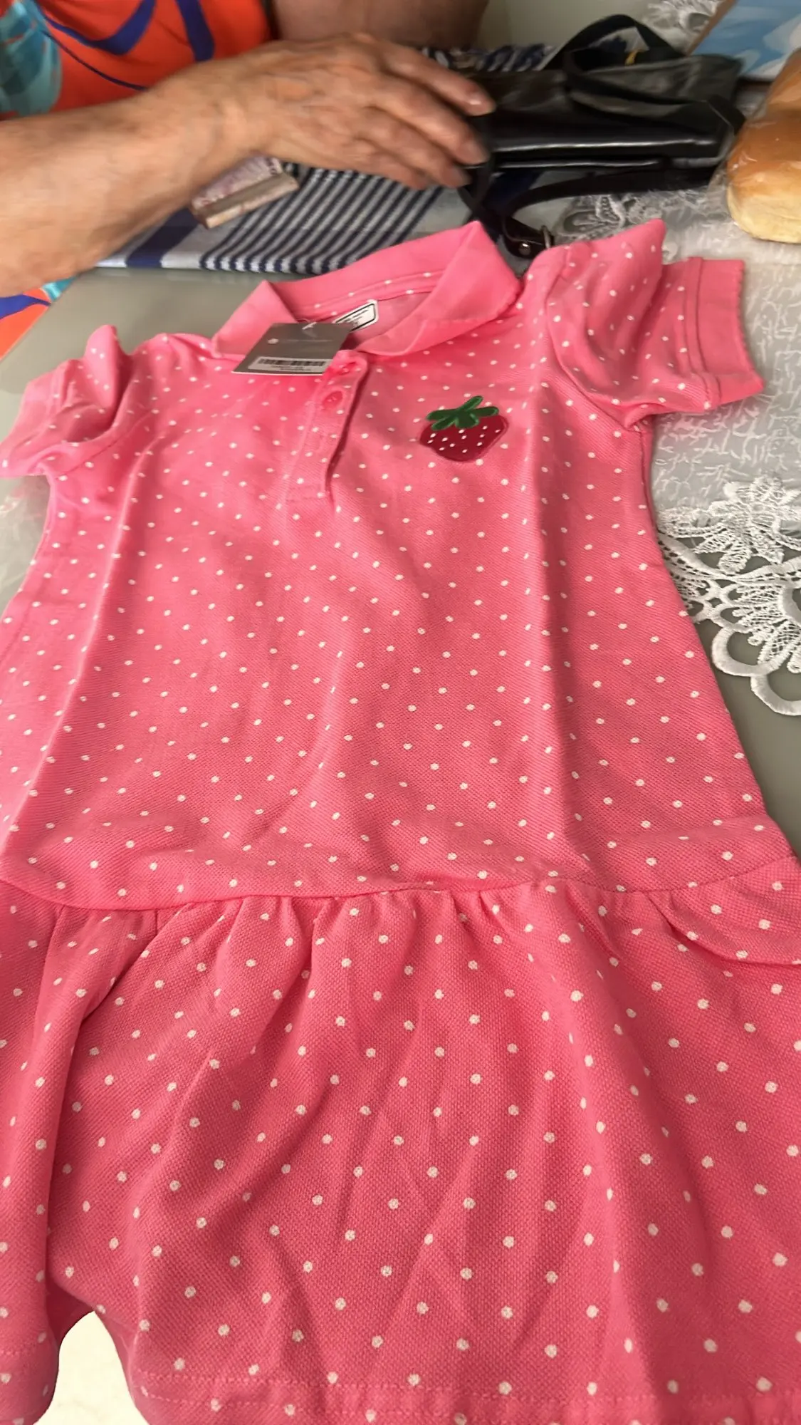 Little maven Summer Girls Clothes Strawberry Appliques Lovely Kids Girls Causal Polo Dresses for Girls Turn-Down Collar Dress photo review