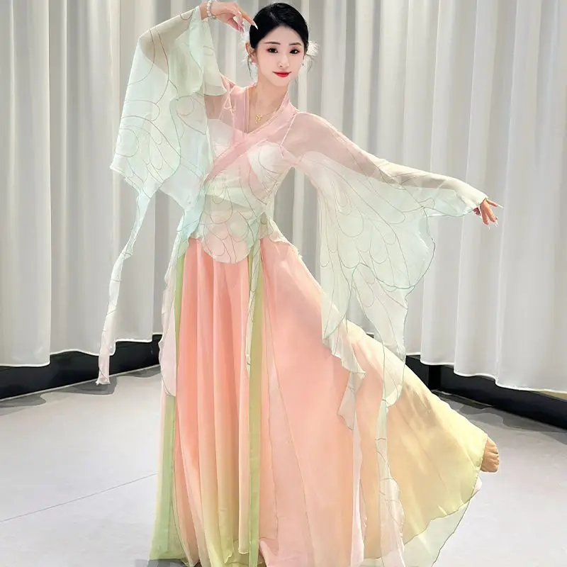 white christmas dresses Pink Chinese folk Classical dance costume for women girls festival fairy  lotus dance umbrella dance dresses yangko wear – Moderndancedress.com main image 0