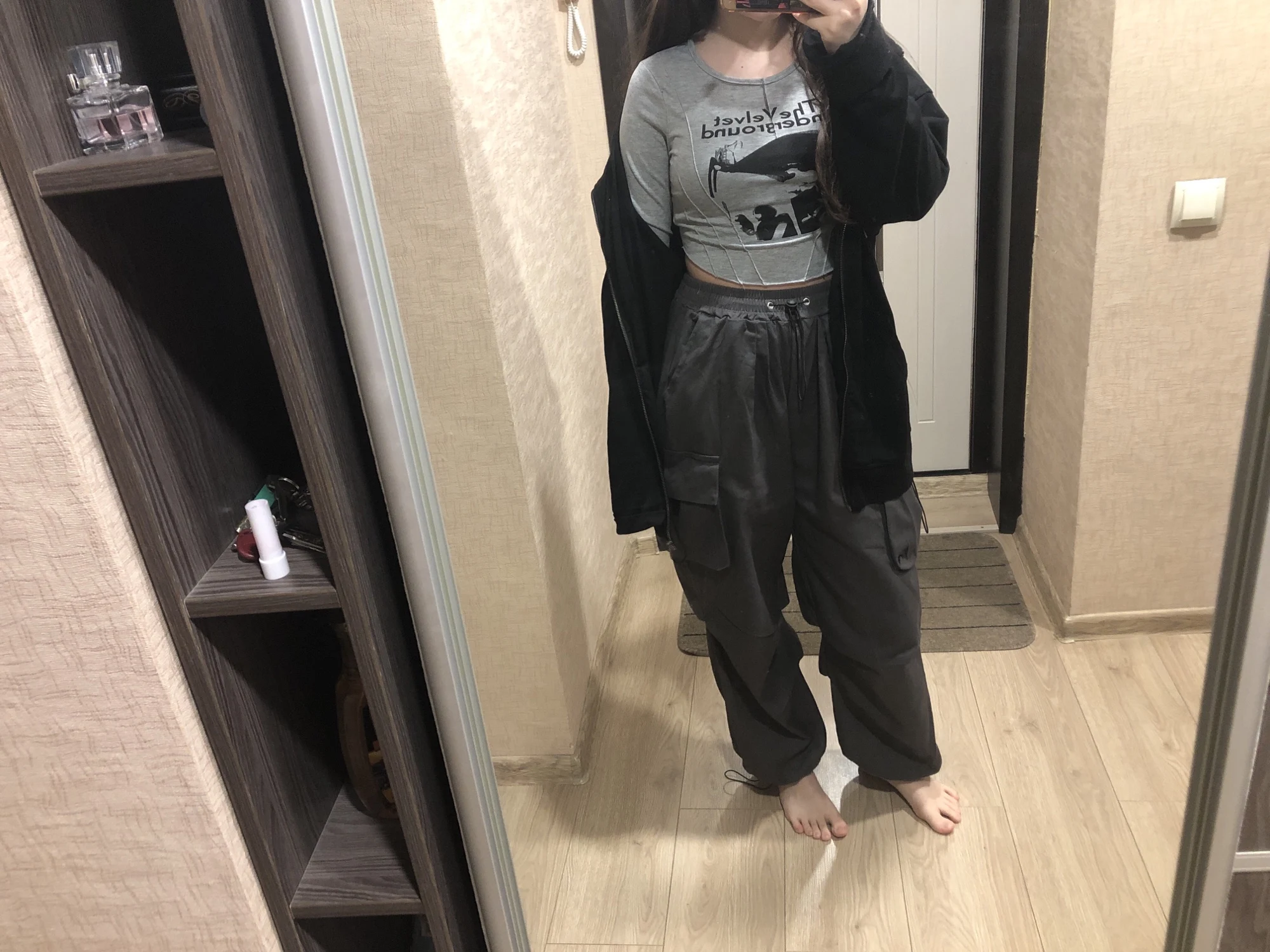 Vintage Parachute Cargo Pants Women Streetwear photo review