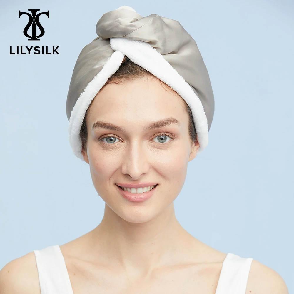 

LILYSILK Silk Fast Drying Hair Hats Pure 100 Silk Functional Bath Cap Microfiber Solid Towel Hair Accessories NEW Free Shipping