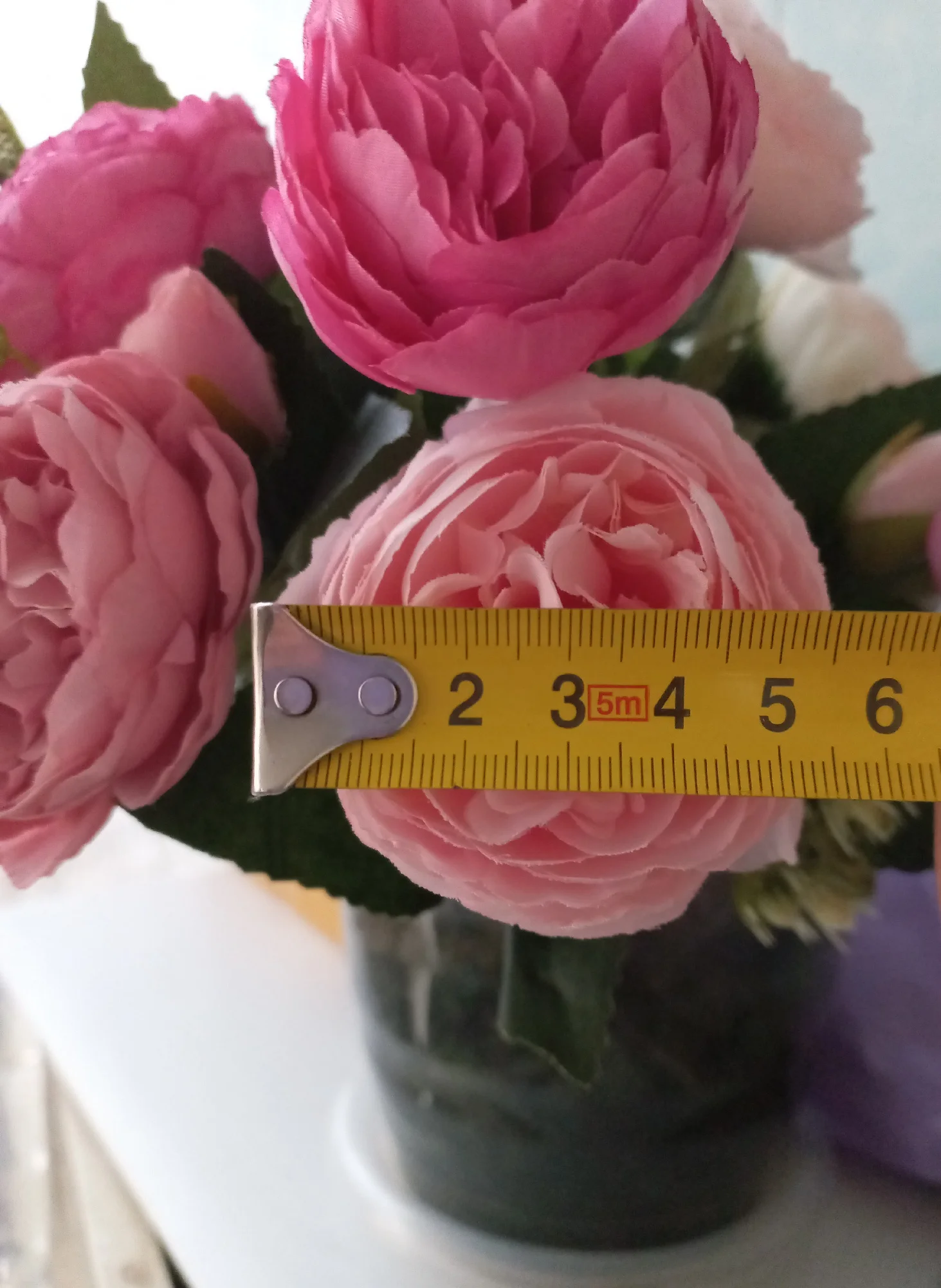 Розовые шелковые искусственные пионы, букет высотой 30 см из 5 больших ...
