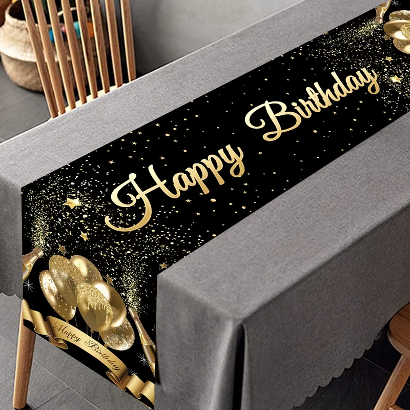 1pc 35*180cm Polyester Table Runner Happy Birthday Party Decoration Table Wedding Jungle Safari Decoration Home Party Supplies