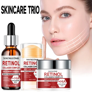 Set crema da notte per collo e viso per donna antietà retinolo Antietà Lifting viso Nutriente Riparazione Collagene 3 set