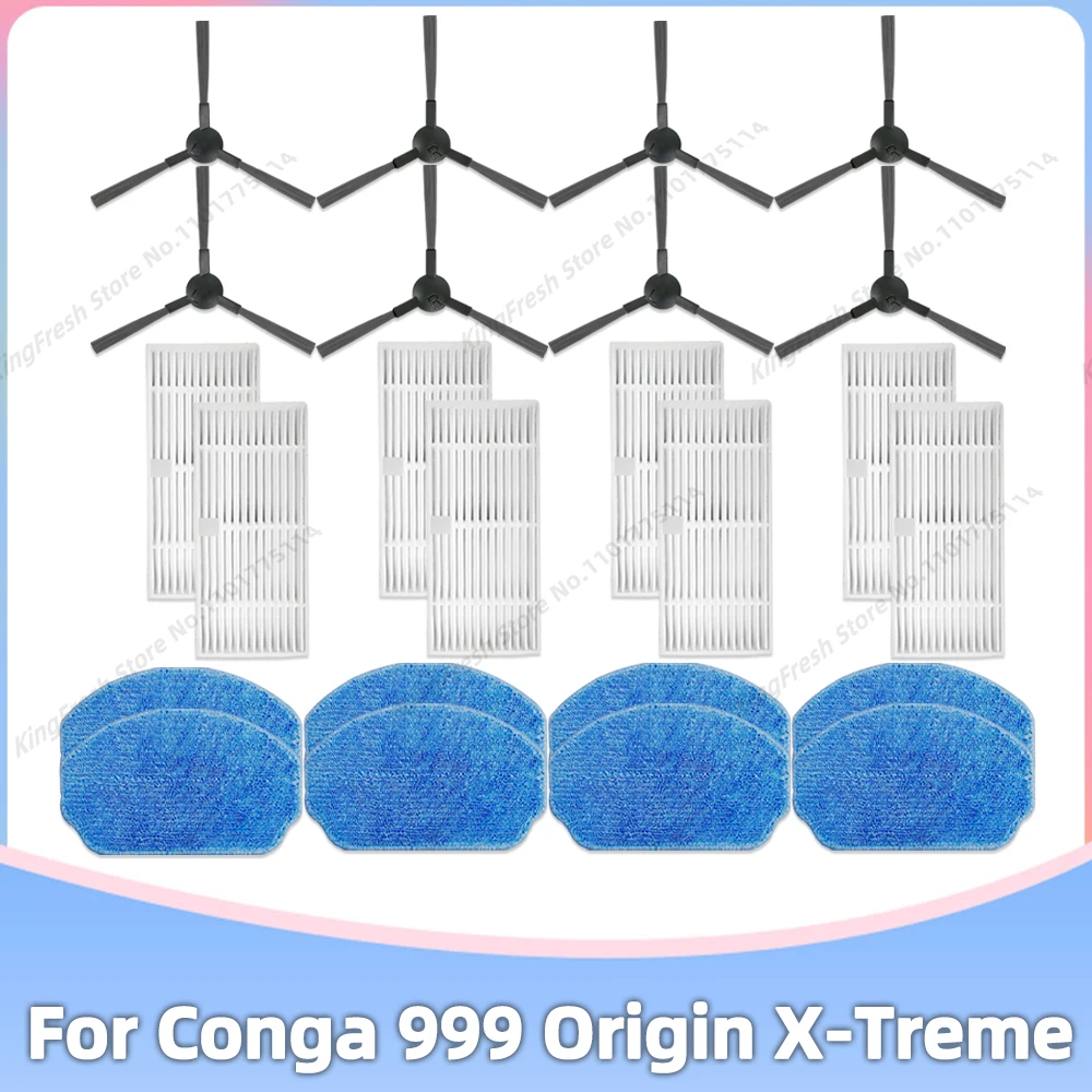 Compatível com Peças de Aspirador de pó Conga 999 Origin X-treme Escova Lateral Filtro Hepa Pano de Esfregão Barra de Borracha e Tira de Raspador de Borracha