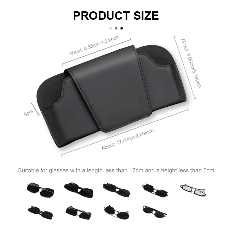 Suede Car Visor Glasses Holder Magnetic Storage Case