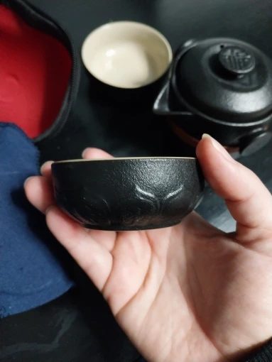 High grade Black Pottery 1 Pot 2 Cups Tea Sets Portable Travel Home Office Cups Ceramic Tea Coffee Container With Bag