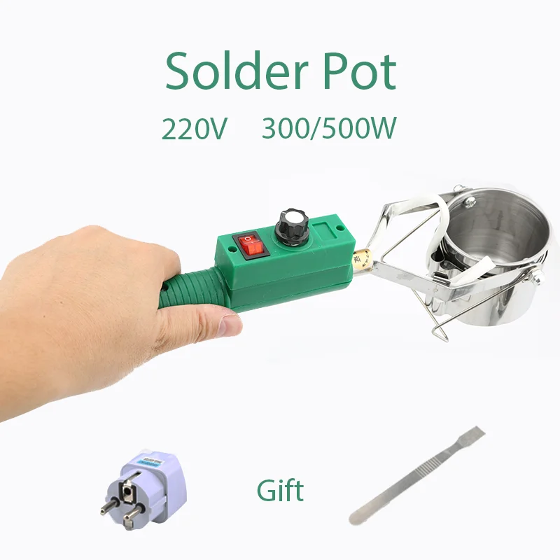 Solder Pot Tin Melting Furnace 300W/500W Portable Handheld Thermostat / Adjustable Temperature Control  Soldering Pot tin soldering iron 100w 300w 220v electric tin welder soldering iron bga rework station plastic handle external heating tool