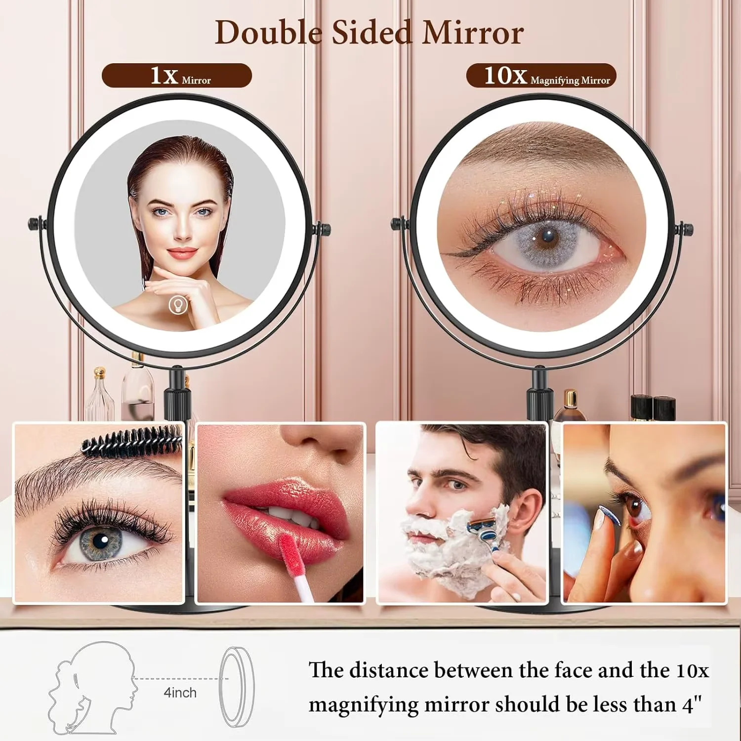 Lighted Makeup Mirror 1x To 10x Magnification Tabletop Vanity - Image 13