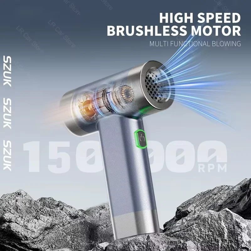 SZUK NEW Mini Air Blower Handheld Portable Turbo Fan Brushless Motor Dust Fan Turbofan air blower Powerful Car Vacuum Cleaner 2
