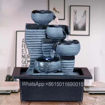 Flowing Water Circulation Feng Shui Ball Desk Decoration Tea Table Small Rockery Indoor Fountain Waterfall Water Feature 2